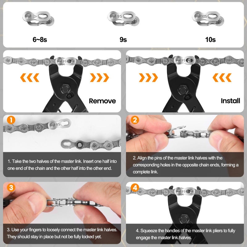 Oumers Bike Chain Repair Tools Set  Bicycle Chain Break Tool  Master Link Pliers  Bike Wear Checker Indicator Opener Closer Remover Pliers - Image 5